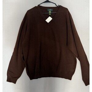 Vintage Club Room Pure Wool 90s Sweater Extra Large Brown Mocha Mens Preppy New